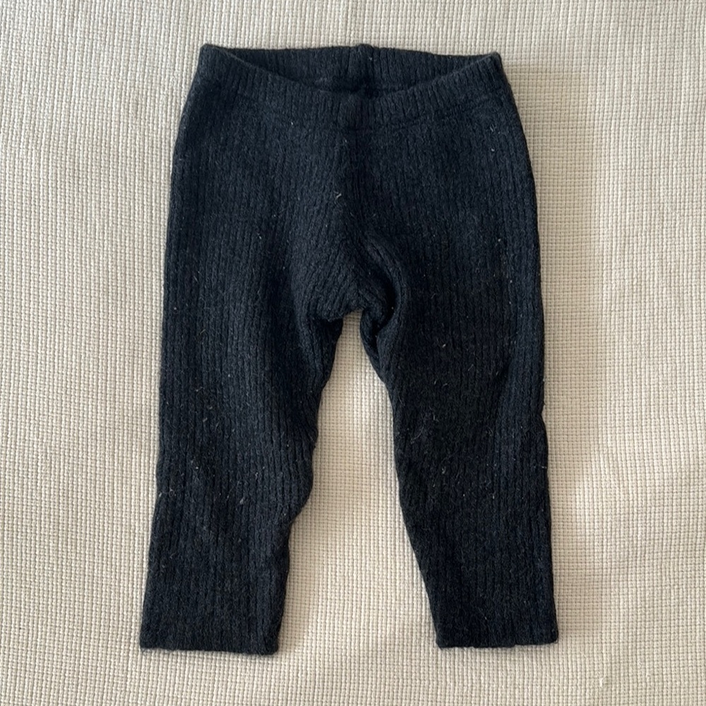 Kids Black Ribbed Leggings